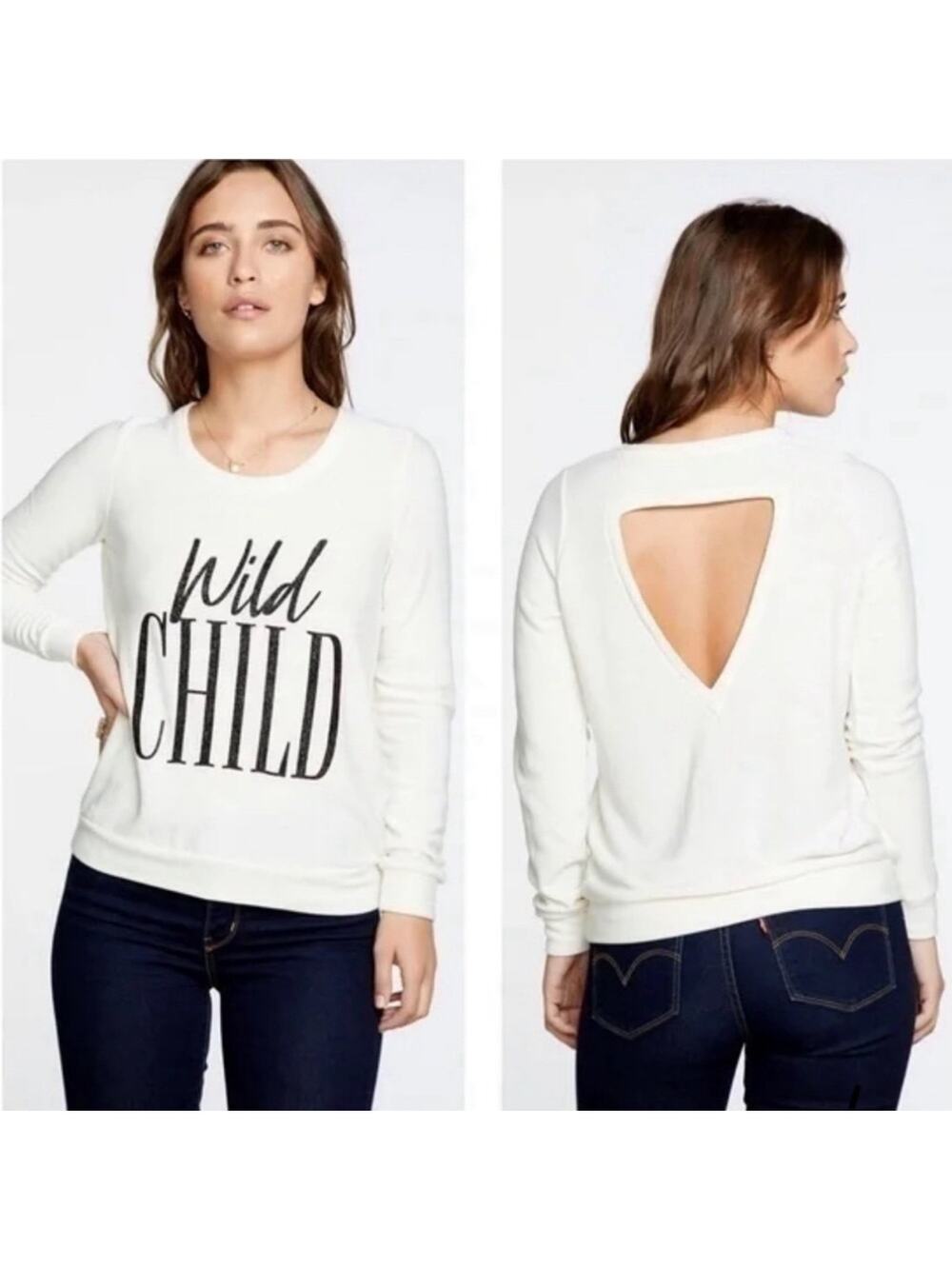 NWT Chaser Women's Wild Child Graphic Crewneck Sweater Size Small Boho Chic